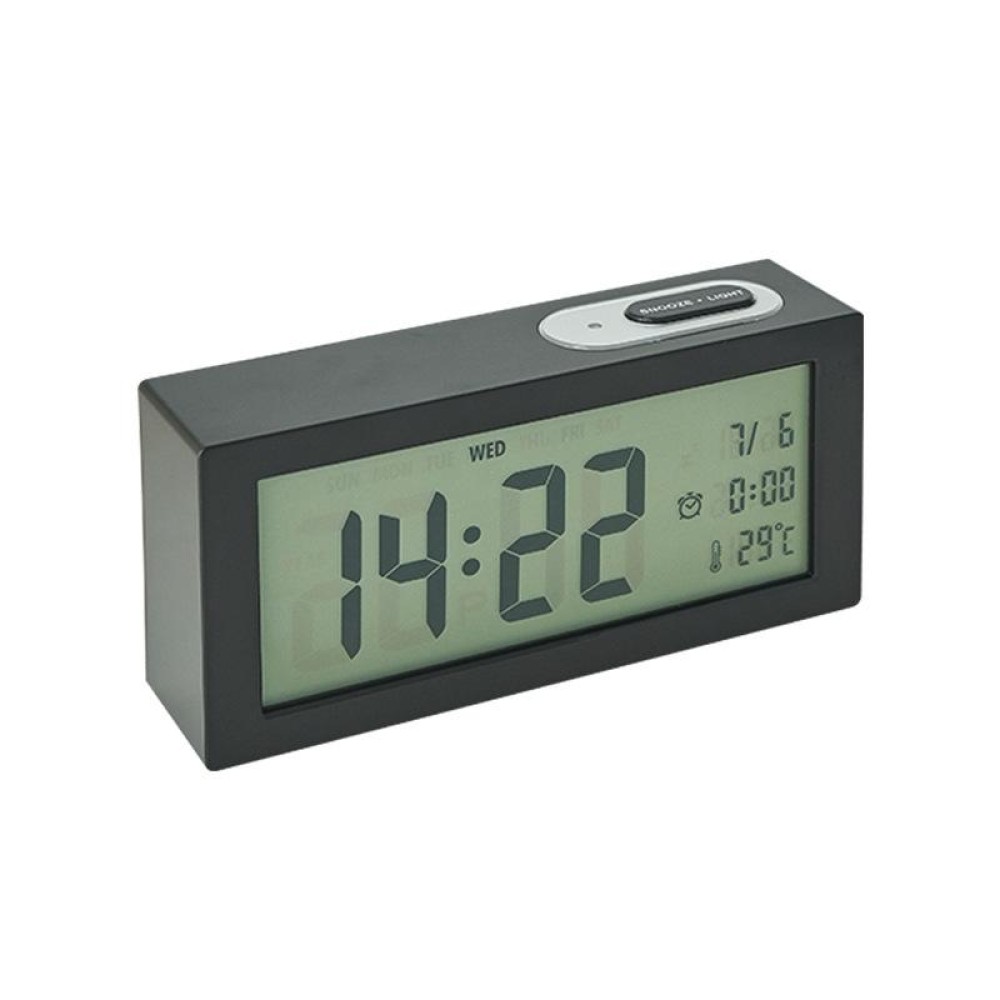 8890H Multifunctional Photosensitive Bedside Small Alarm Clock LCD Screen Digital Clock(Black)