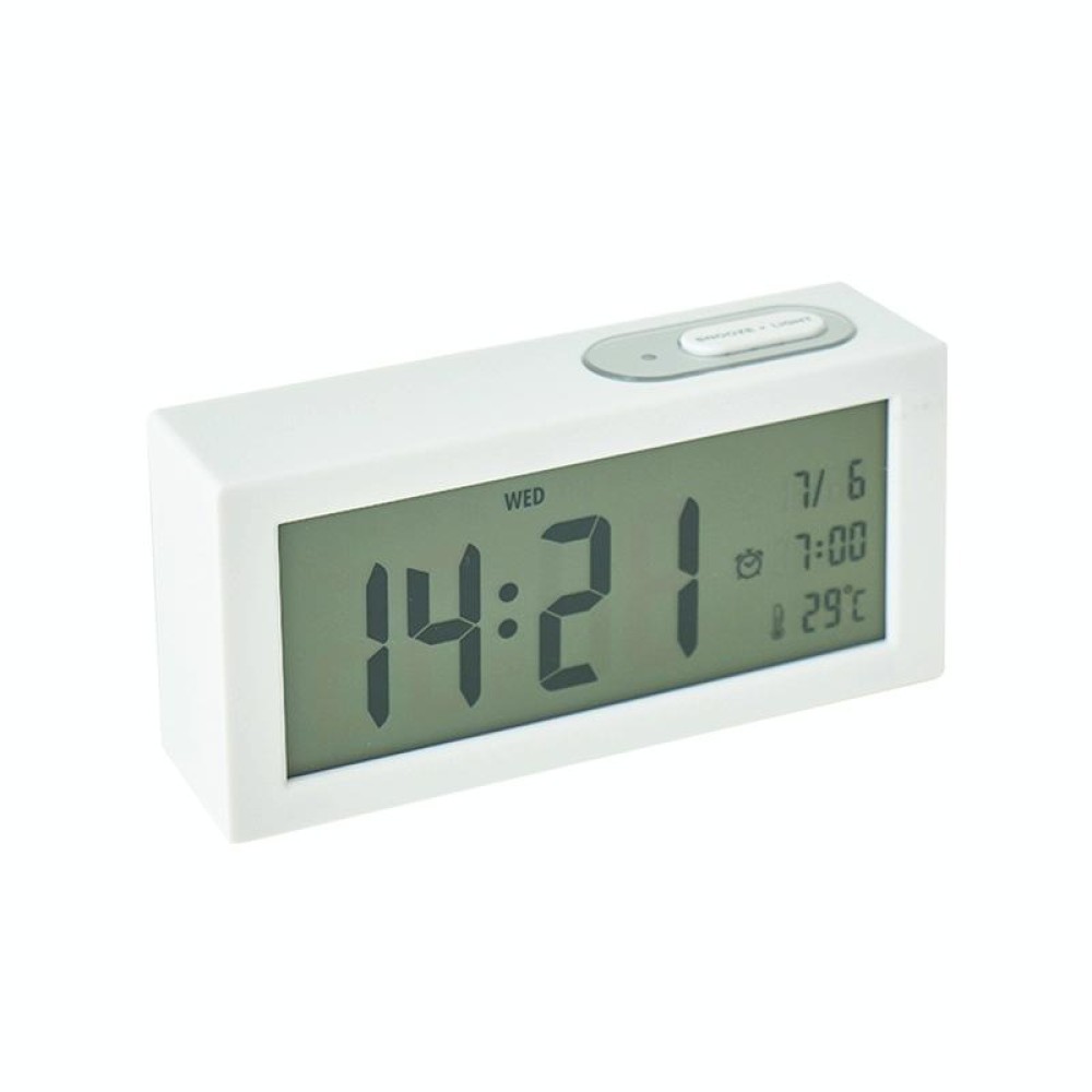 8890H Multifunctional Photosensitive Bedside Small Alarm Clock LCD Screen Digital Clock(White)