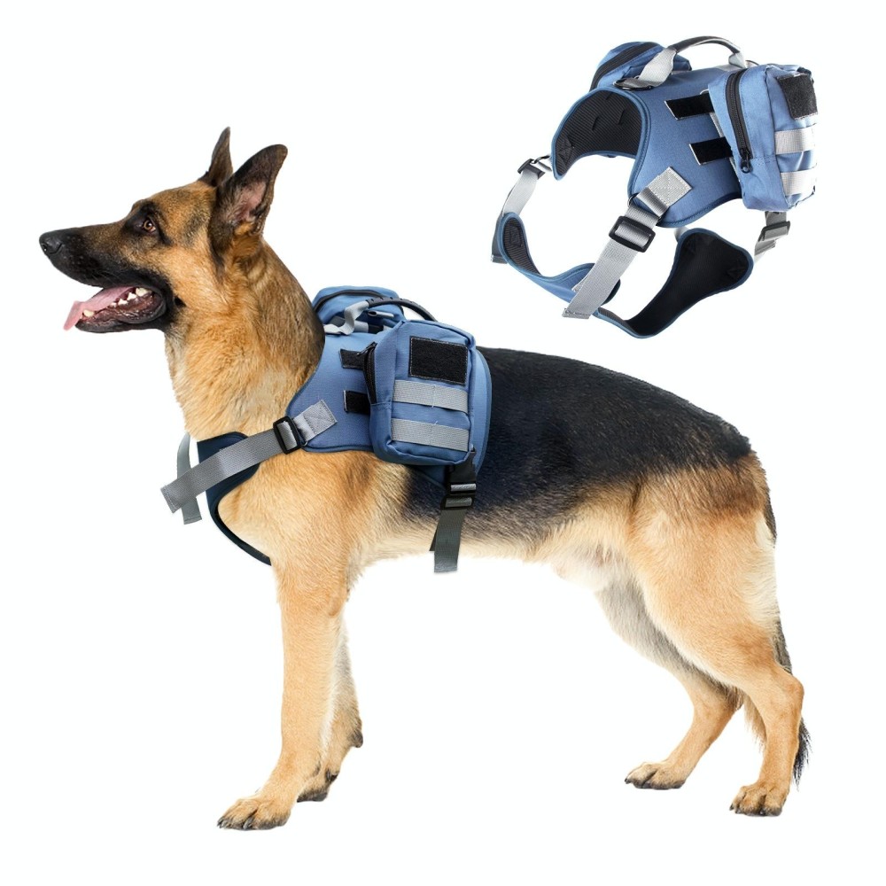Dog Explosion-proof Chest Strap With Detachable Combination Backpack, Size: M(Lake Blue)