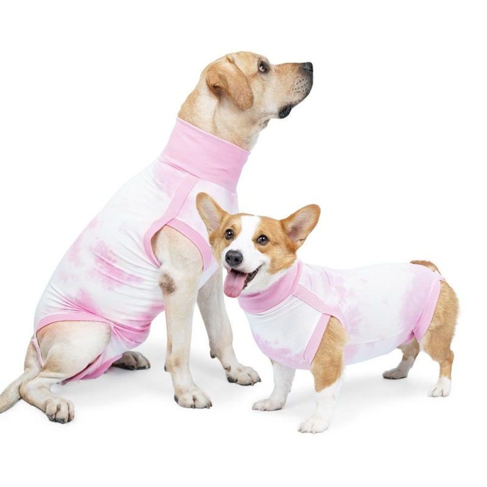 Tie-dye Dog Postoperative Clothes Easy to Put On and Take Off Pet Sterilization Clothes, Size: XS(Pink)
