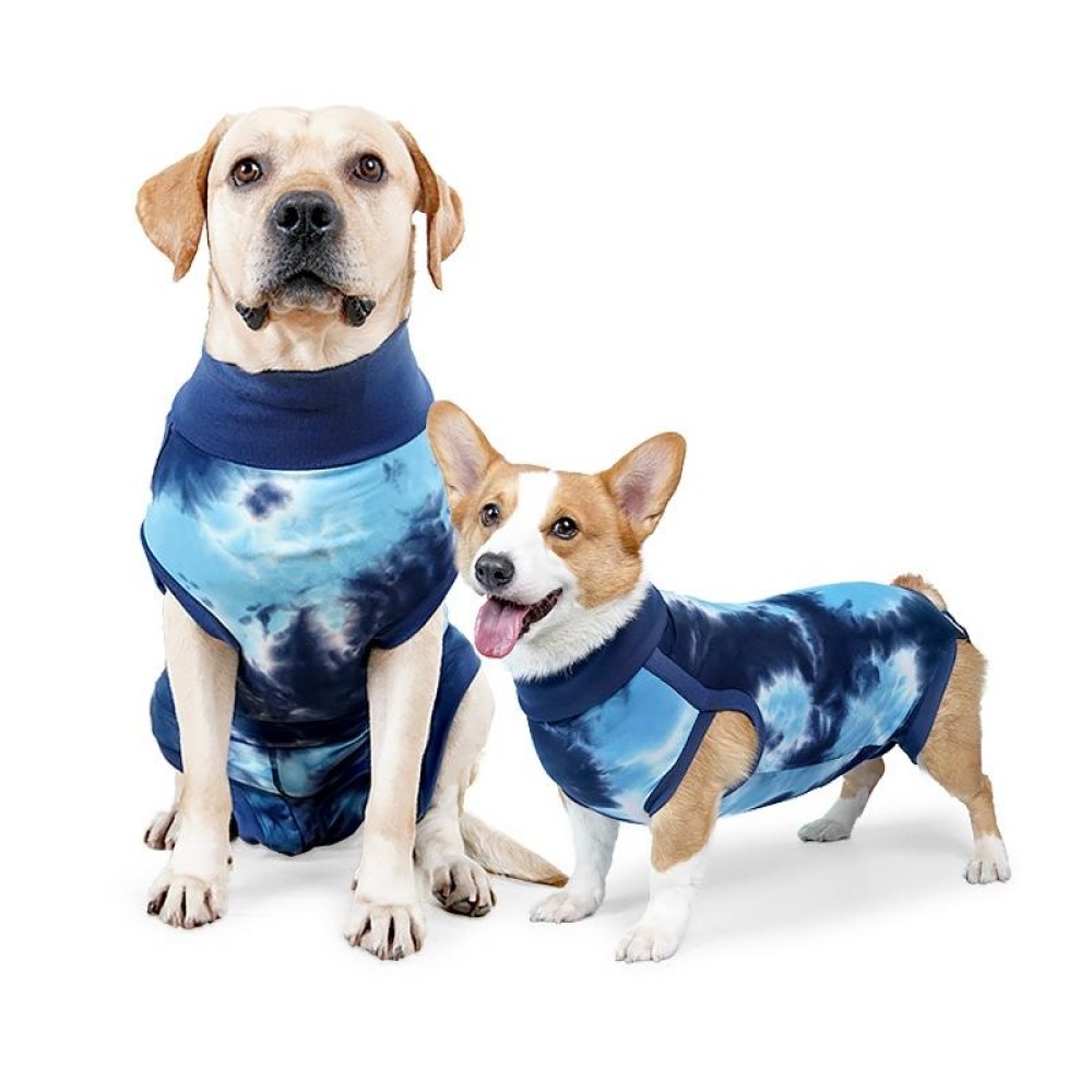 Tie-dye Dog Postoperative Clothes Easy to Put On and Take Off Pet Sterilization Clothes, Size: XS(Blue)