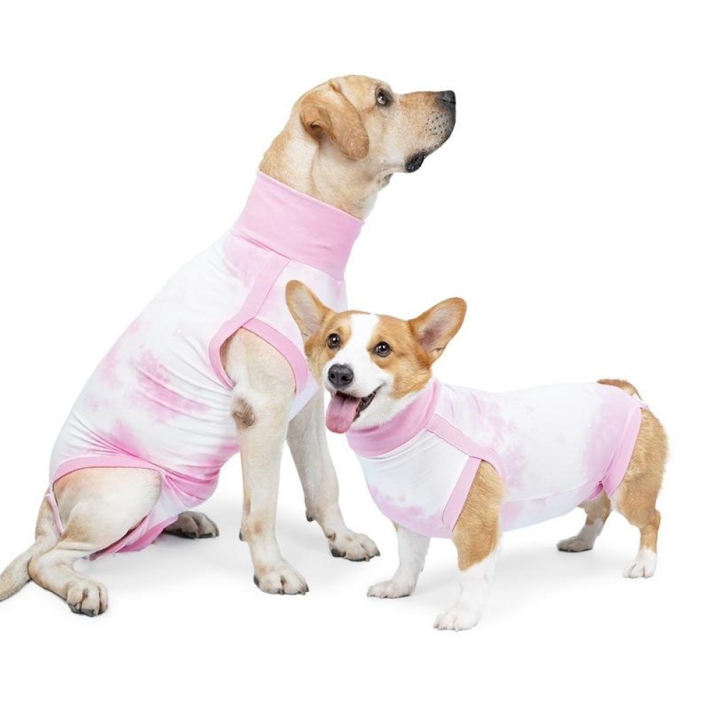 Tie-dye Dog Postoperative Clothes Easy to Put On and Take Off Pet Sterilization Clothes, Size: S(Pink)