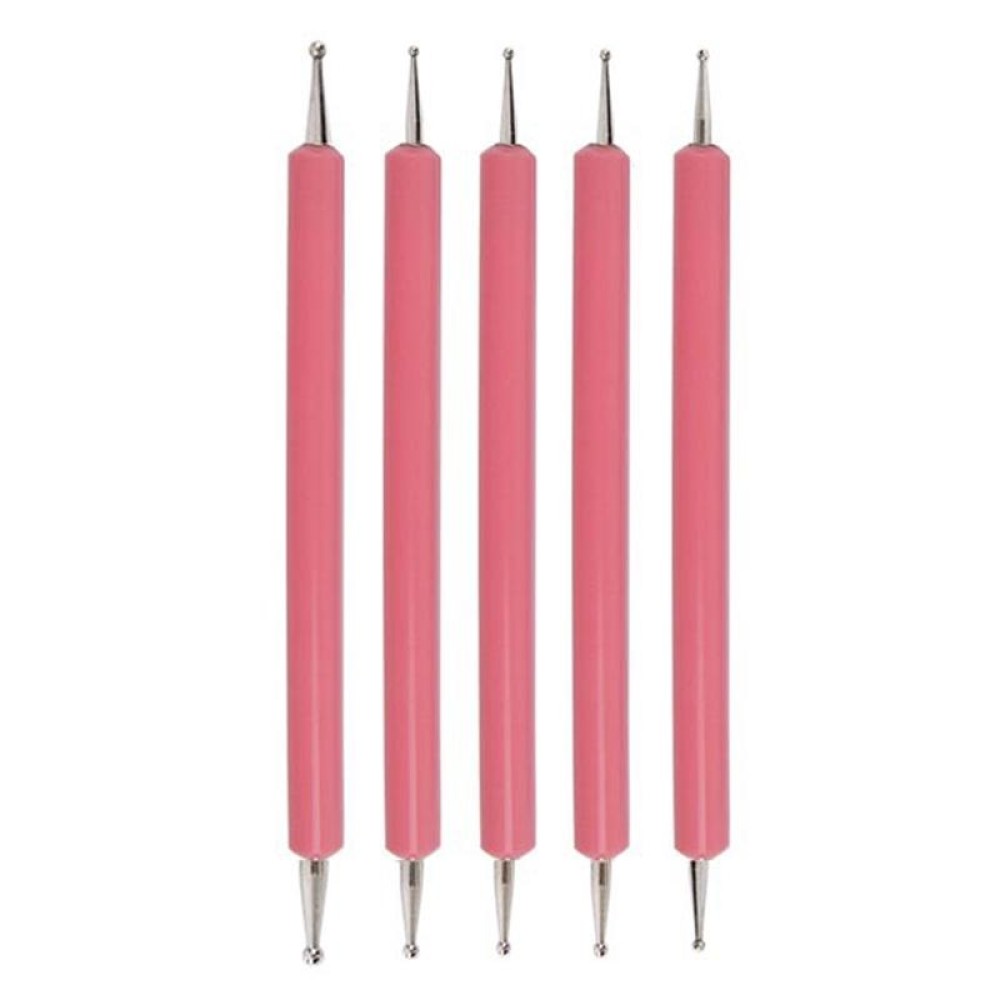 5pcs/set Pottery Tool Indentation Pen Manicure Point Drill Pen(Pink)