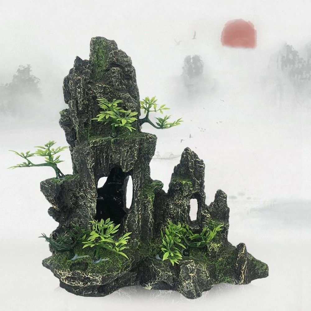 Stone Fish Tank Landscape Simulation Resin Aquarium Decorative Ornament, Style: Jiuxia Mountain