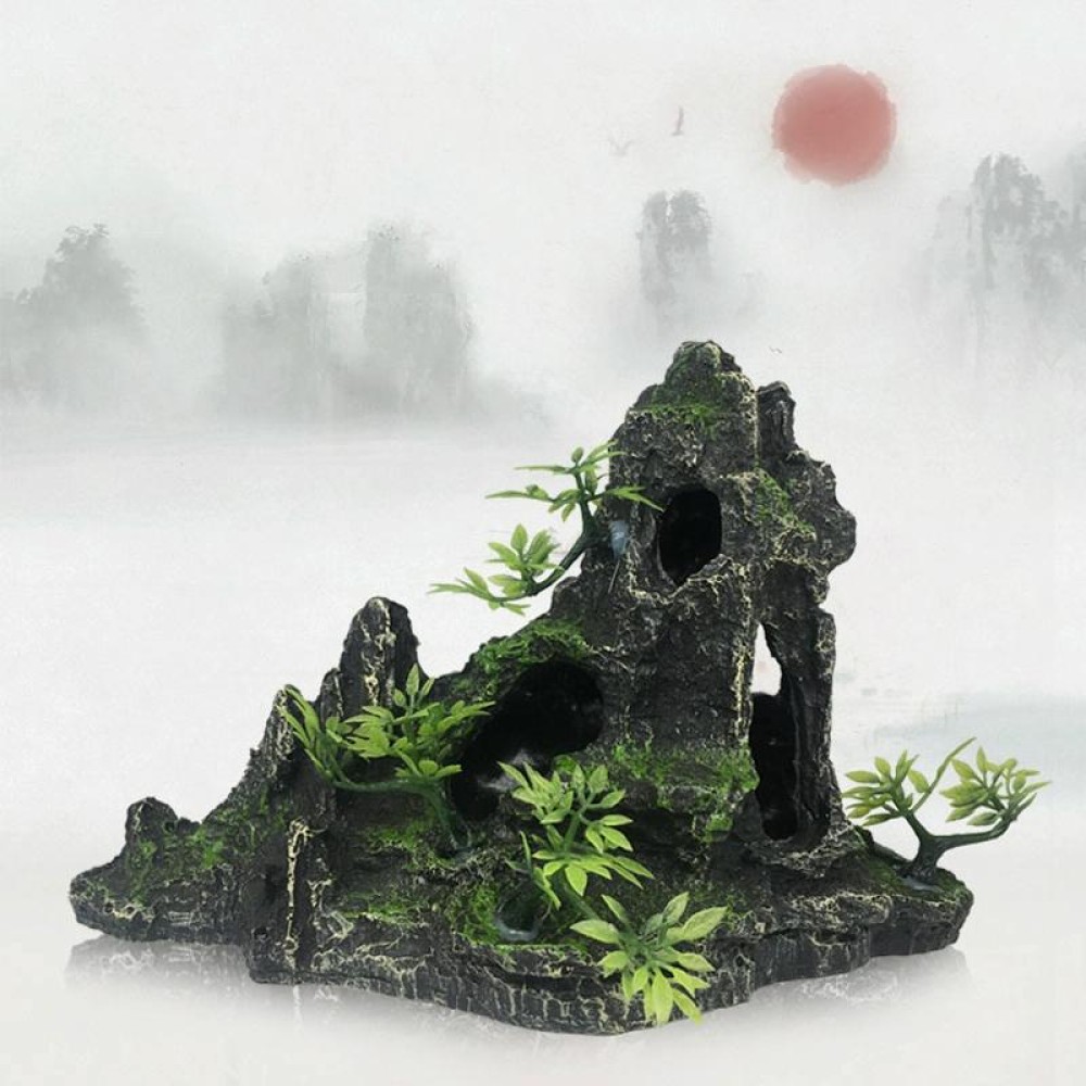 Stone Fish Tank Landscape Simulation Resin Aquarium Decorative Ornament, Style: Xianju Mountain