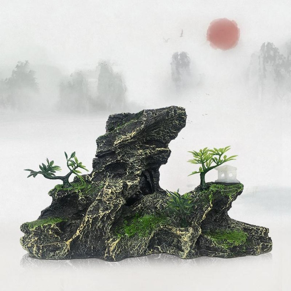 Stone Fish Tank Landscape Simulation Resin Aquarium Decorative Ornament, Style: Shenyan Mountain