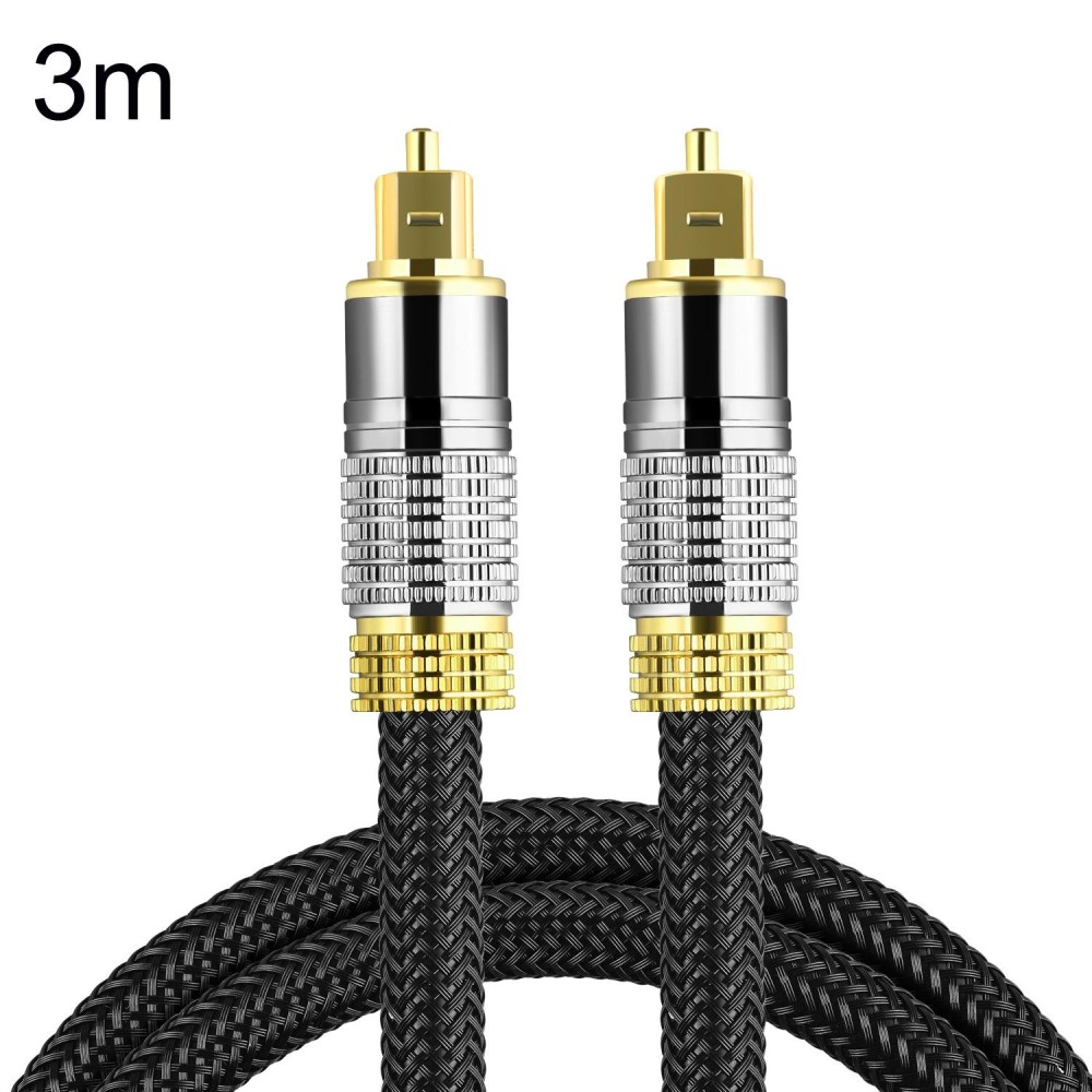 CO-TOS101 3m Optical Fiber Audio Cable Speaker Power Amplifier Digital Audiophile Square To Square Signal Cable(Bright Gold Plated)