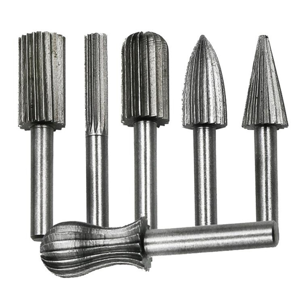 Hard High Carbon Steel Rotary Carving Knife Abrasive Processing Grinding Head Set(6pcs/set)