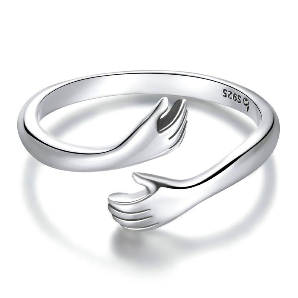 BSR176 Sterling Silver S925 Warm Hug Open Adjustable Ring
