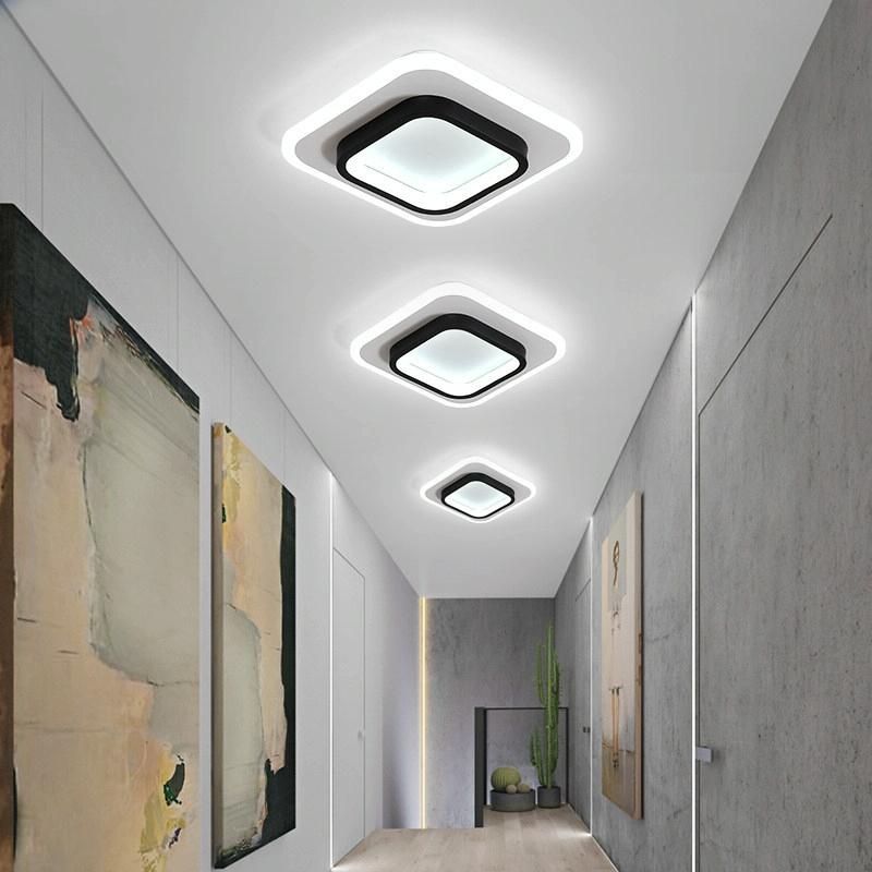 20W 3-color Dimming Aisle Light LED Entrance Corridor Cloakroom Ceiling Light Black Square