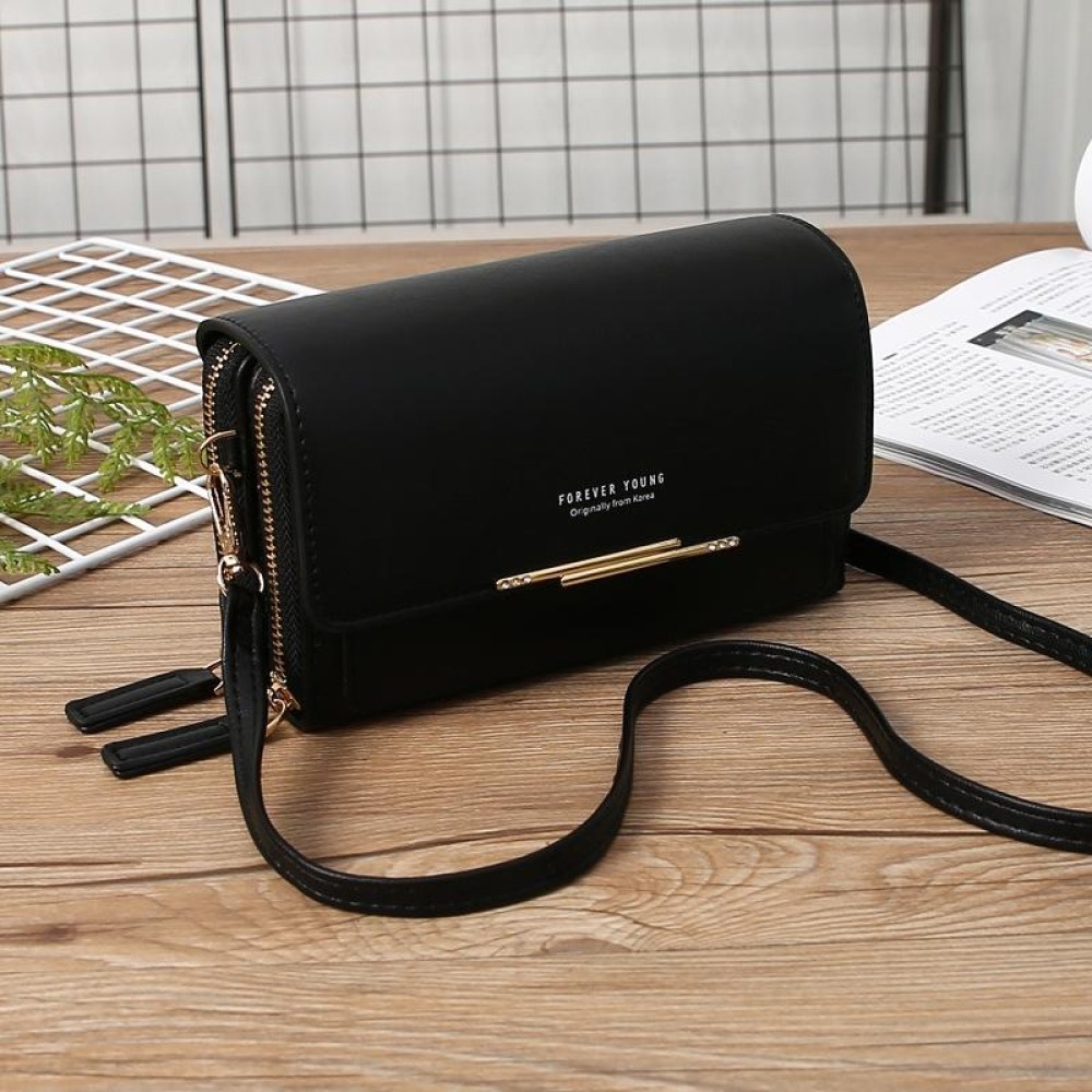 Women Multi-Card Wallet Clutch Bag Large Capacity Casual Single Shoulder Crossbody Bag(Black)