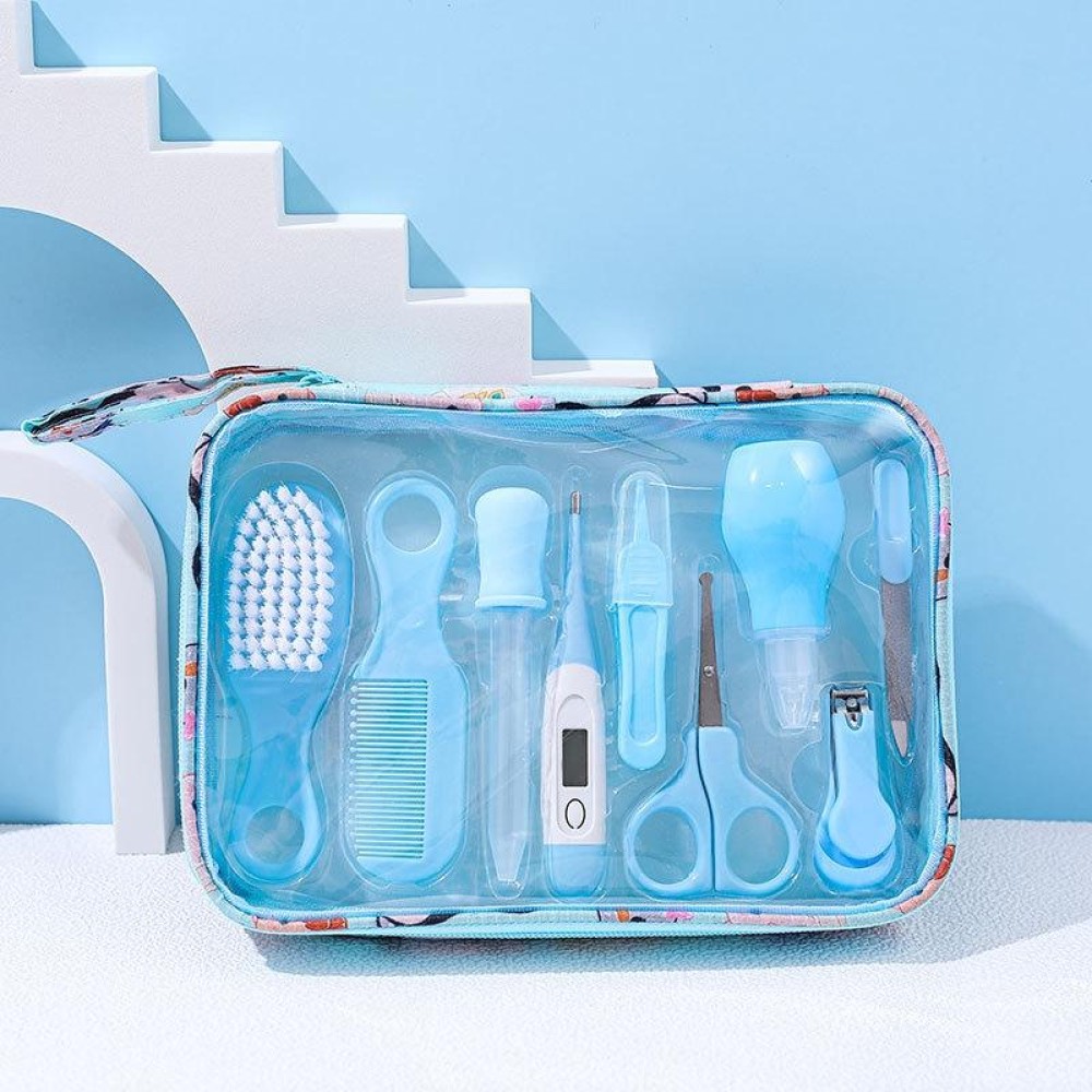 9pcs/set Blue Children Cleaning Care Set Maternal and Baby Grooming Supplies Care Tools