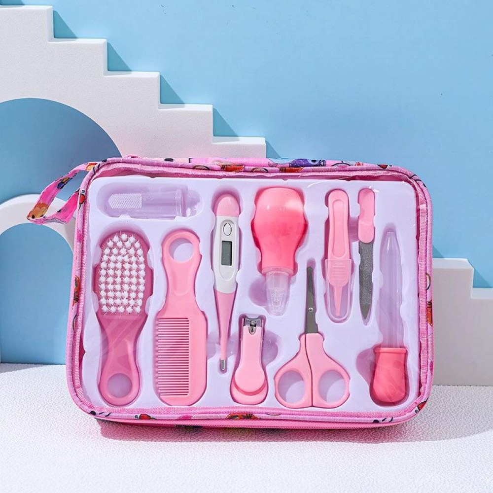 10pcs/set Pink Children Cleaning Care Set Maternal and Baby Grooming Supplies Care Tools