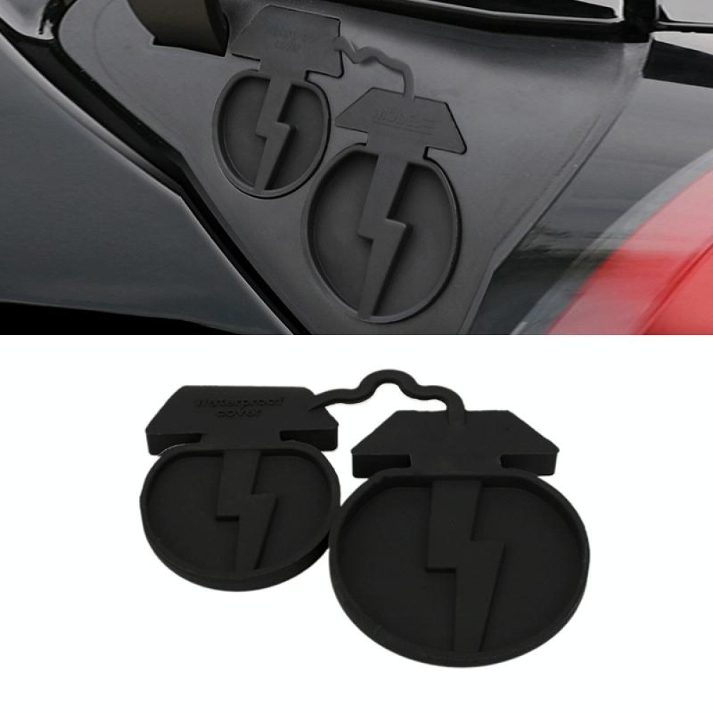 For Tesla Model3/Y 2pcs Charging Port Silicone Dustproof Waterproof Cover, Color: Conjoined Black