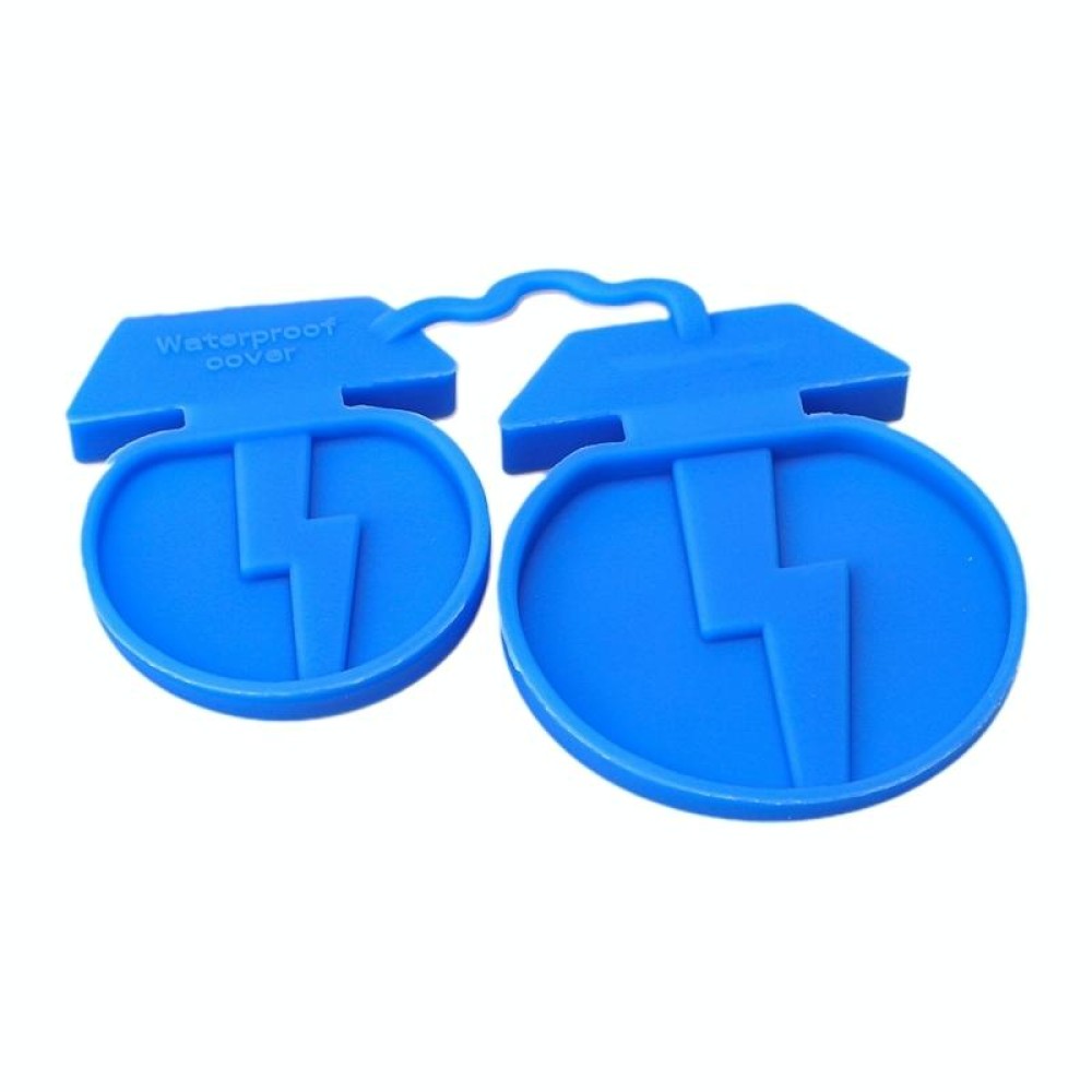 For Tesla Model3/Y 2pcs Charging Port Silicone Dustproof Waterproof Cover, Color: Conjoined Blue