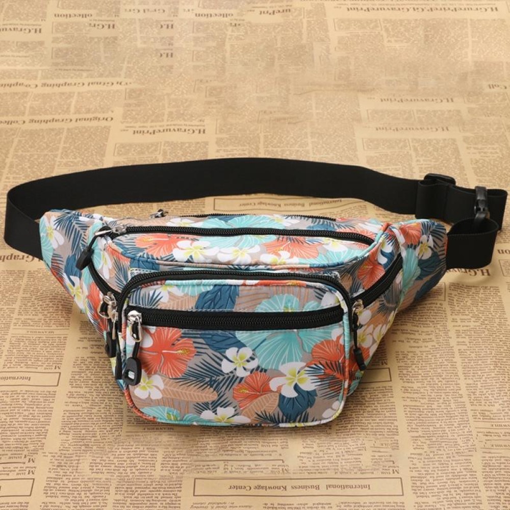 Y051 Women Summer Crossbody Waist Bag Large Capacity Cell Phone Bag(Flower Gray)