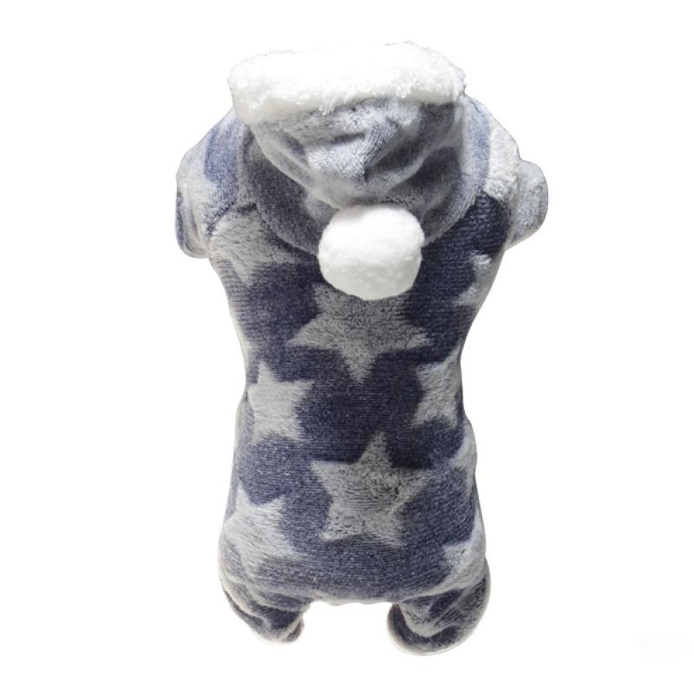 Dog Flannel Warm and Cold Clothes Cute Hooded Pet Transformation Costume, Size: S(Navy Blue)