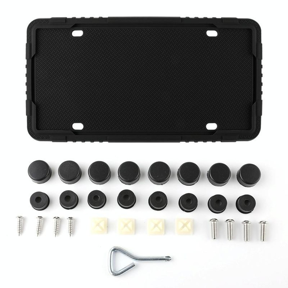 For North American Models Silicone License Plate Frame, Specification: 2pcs Black+Screw