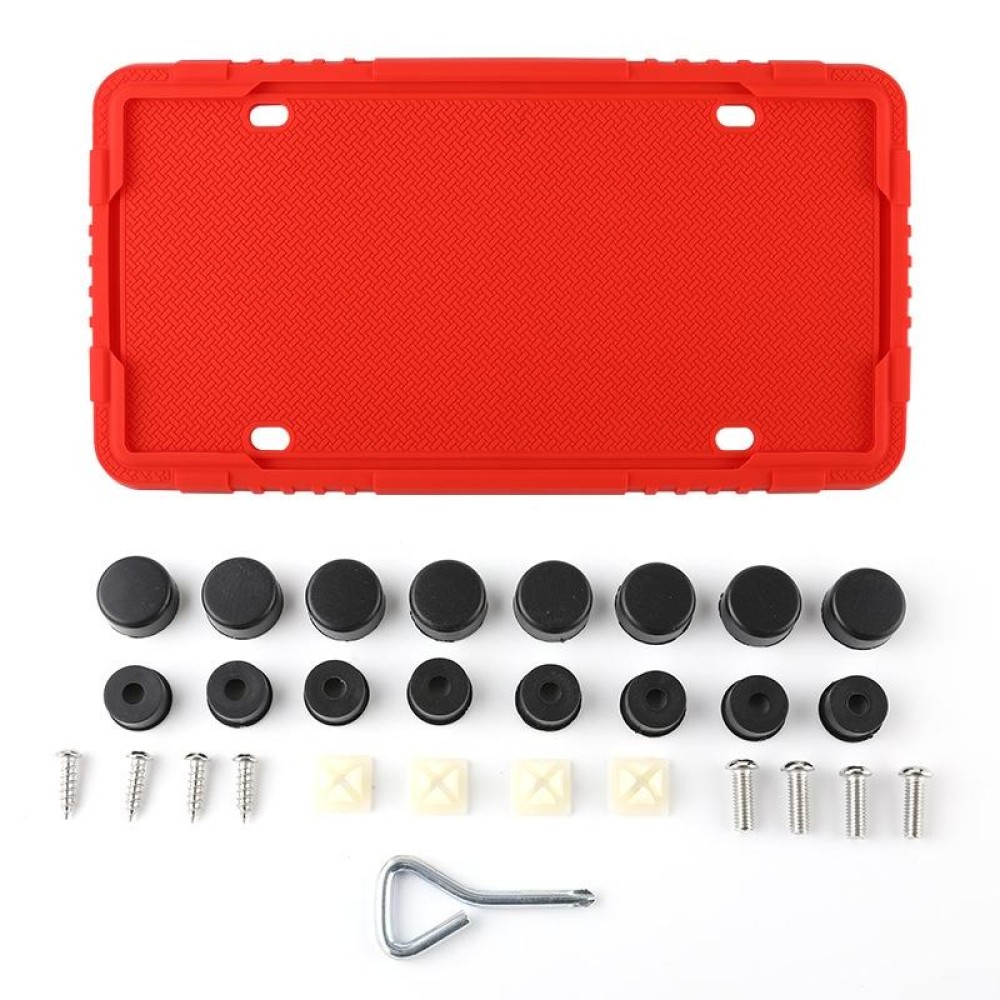 For North American Models Silicone License Plate Frame, Specification: 2pcs Red+Screw