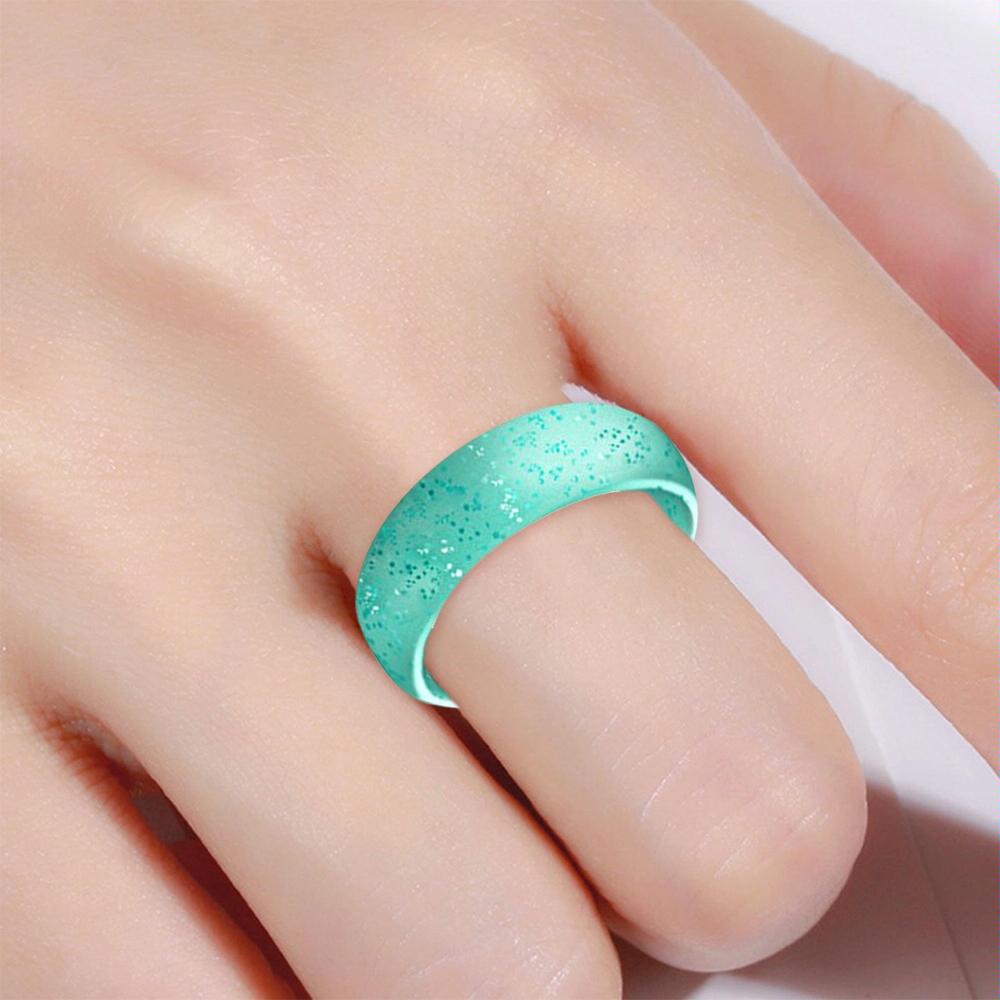 SH100 5.7mm Wide Silicone Ring Glitter Couple Ring No.4(Blue flashes)
