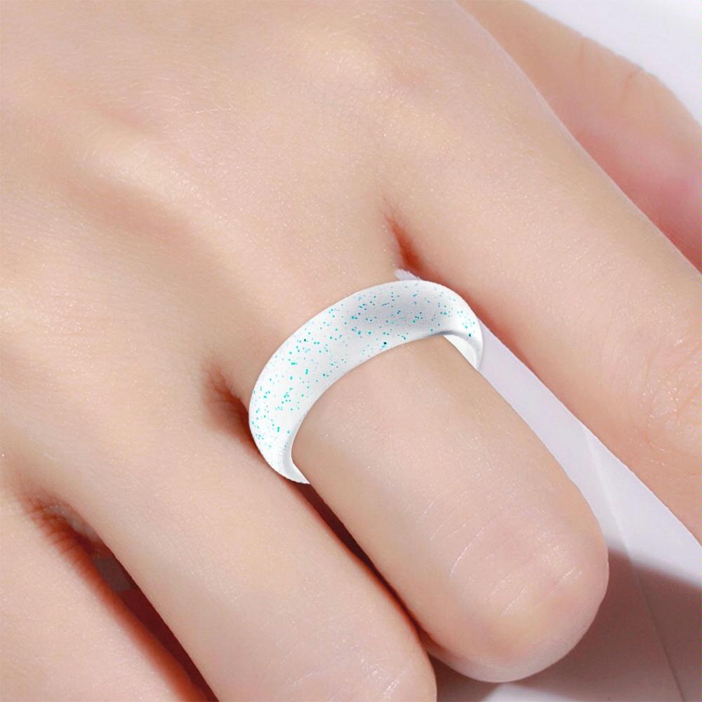 SH100 5.7mm Wide Silicone Ring Glitter Couple Ring No.4(Transparent flashing blue)