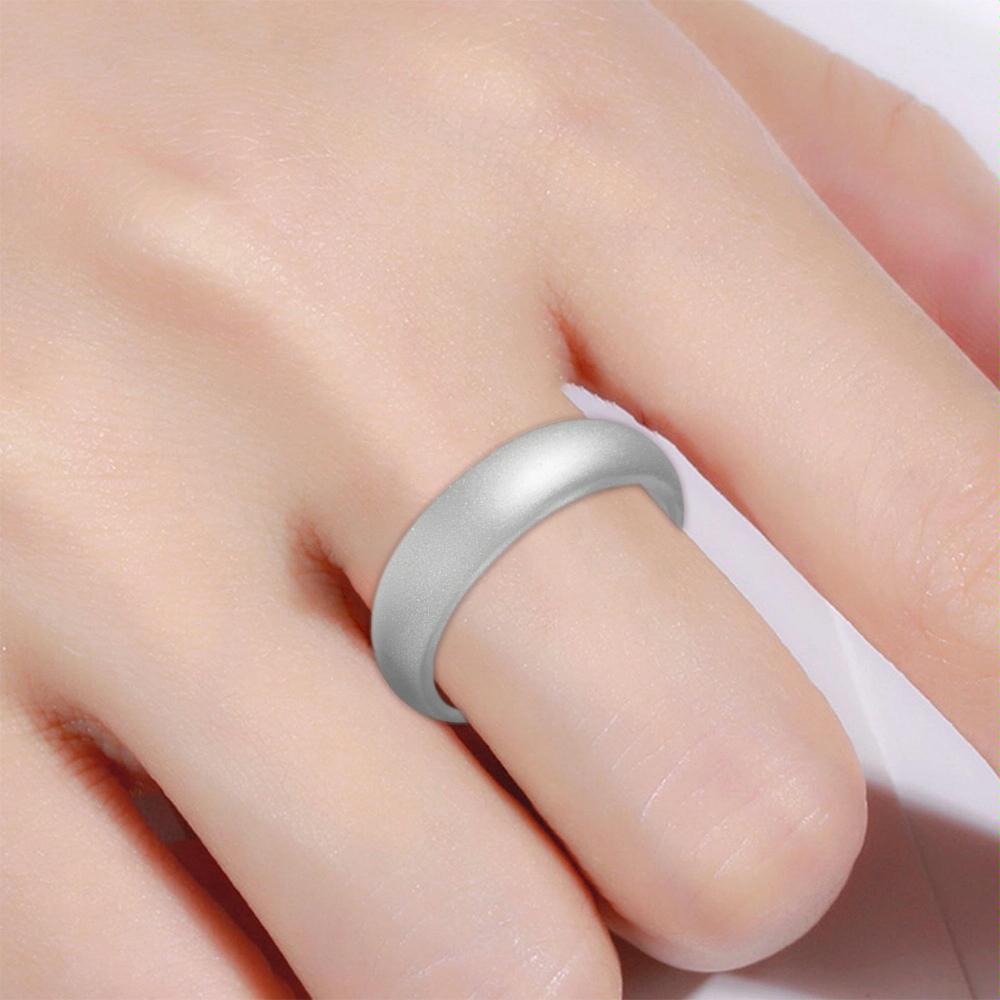 SH100 5.7mm Wide Silicone Ring Glitter Couple Ring No.4(silver)