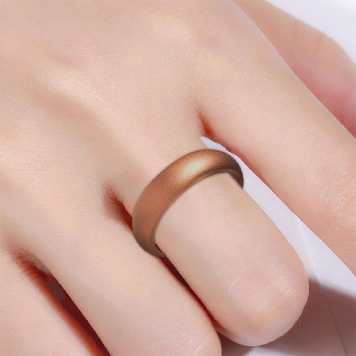 SH100 5.7mm Wide Silicone Ring Glitter Couple Ring No.5(copper)