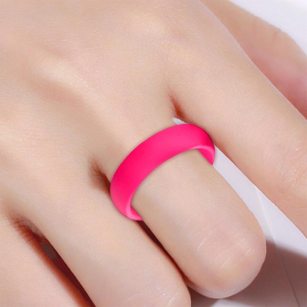 SH100 5.7mm Wide Silicone Ring Glitter Couple Ring No.7(Rose red)