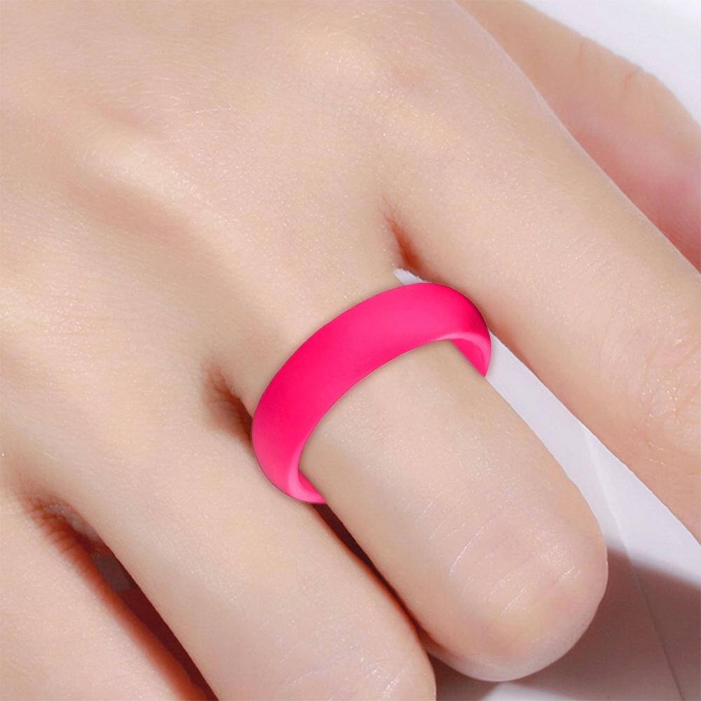 SH100 5.7mm Wide Silicone Ring Glitter Couple Ring No.8(Rose red)