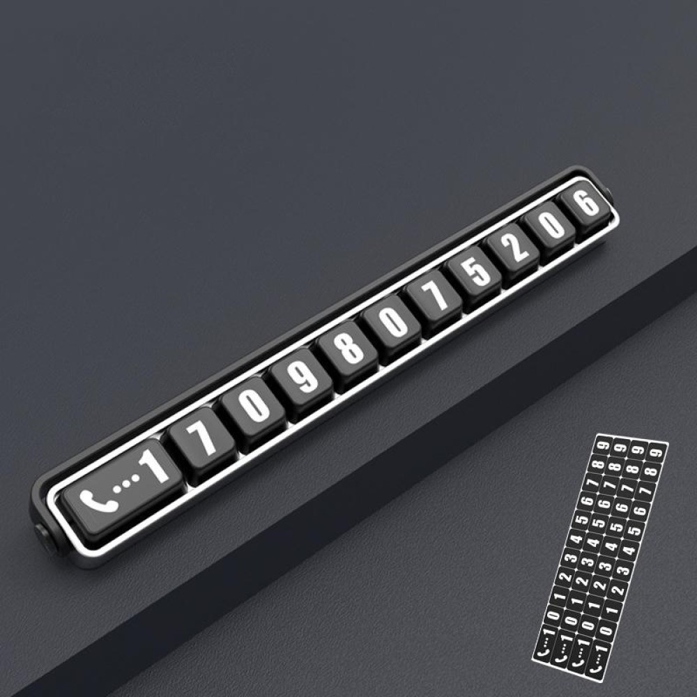 Aluminum Alloy Temporary Parking Number Plate Interior Decoration(Silver Black)