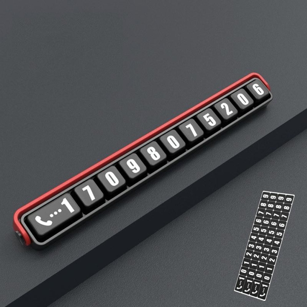 Aluminum Alloy Temporary Parking Number Plate Interior Decoration(Black Red)
