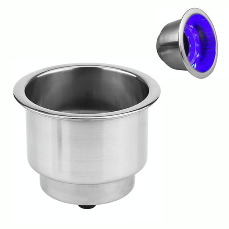 15LED Stainless Steel Cup Holder Yacht RV Modification(Blue)
