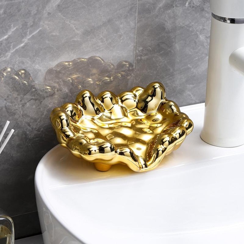 Electroplating Soap Box Fragrance Toilet Free Punch Drain Soap Holder(Golden)