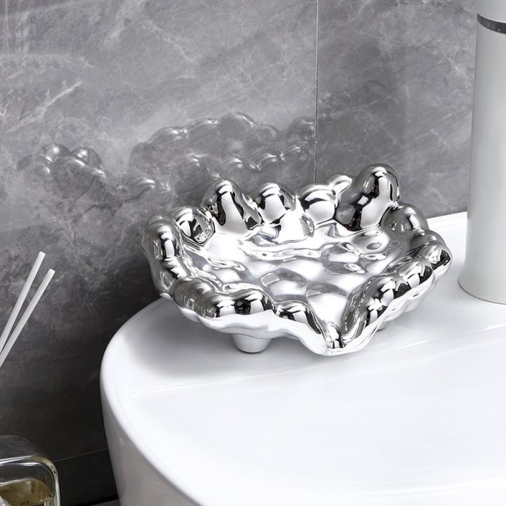 Electroplating Soap Box Fragrance Toilet Free Punch Drain Soap Holder(Silver)