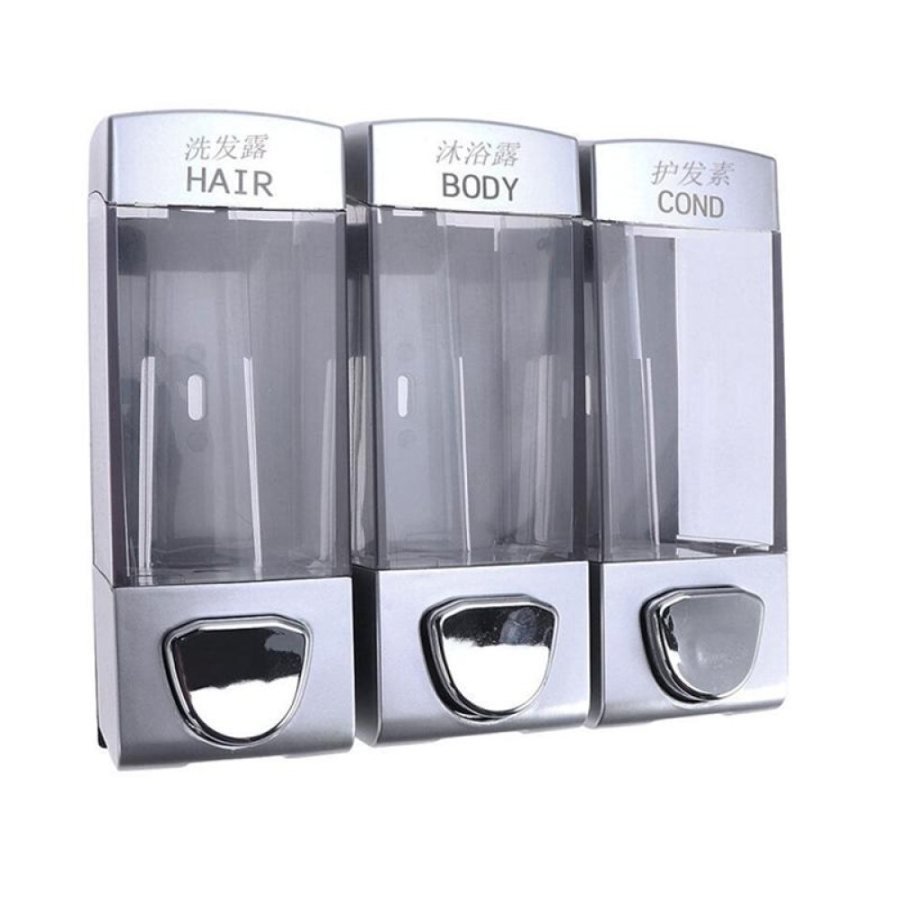 Three Head Wall Mounted Manual Press Soap Dispenser Shampoo Bottle Hand Wash Body Wash Dispenser, Color: Matte