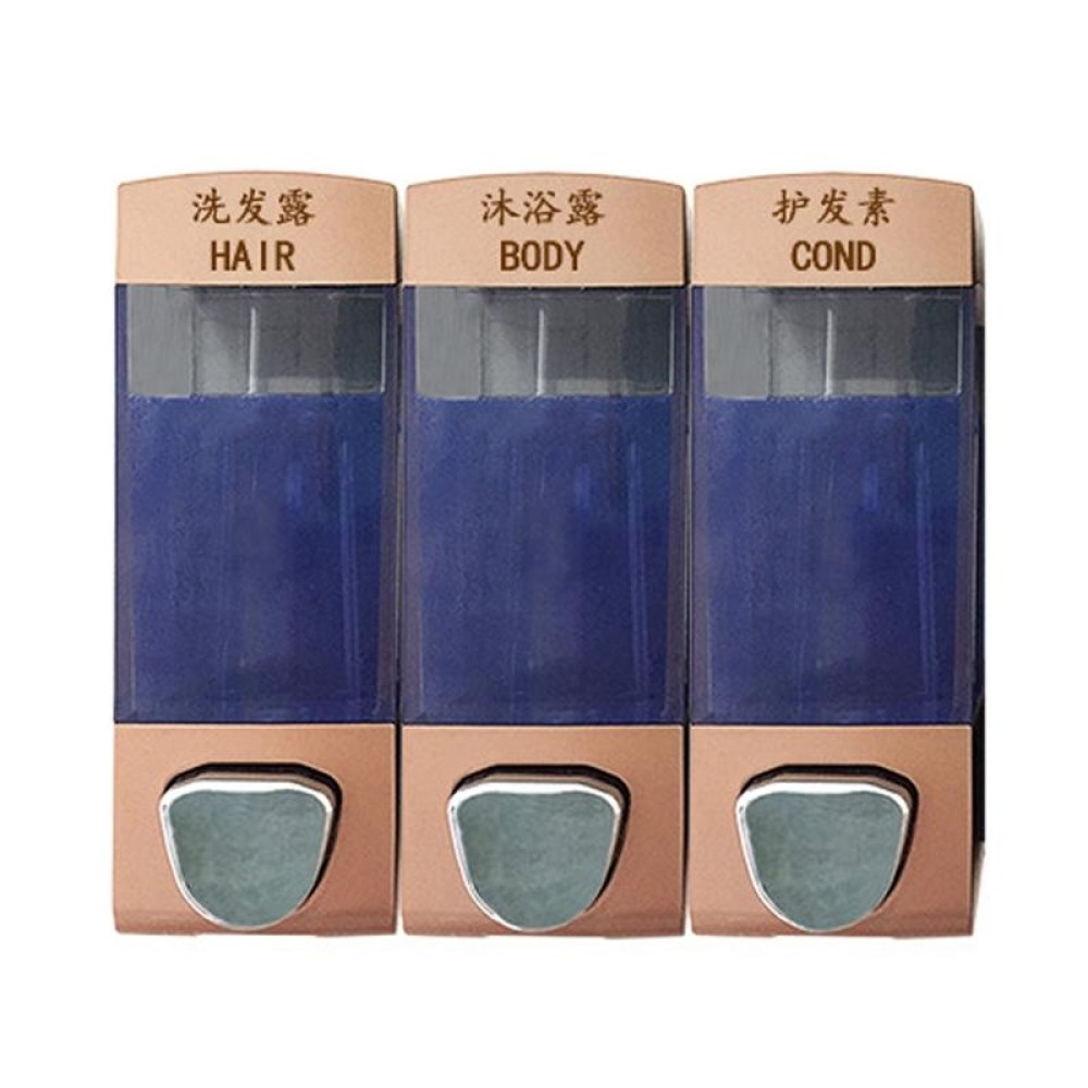 Three Head Wall Mounted Manual Press Soap Dispenser Shampoo Bottle Hand Wash Body Wash Dispenser, Color: Gold