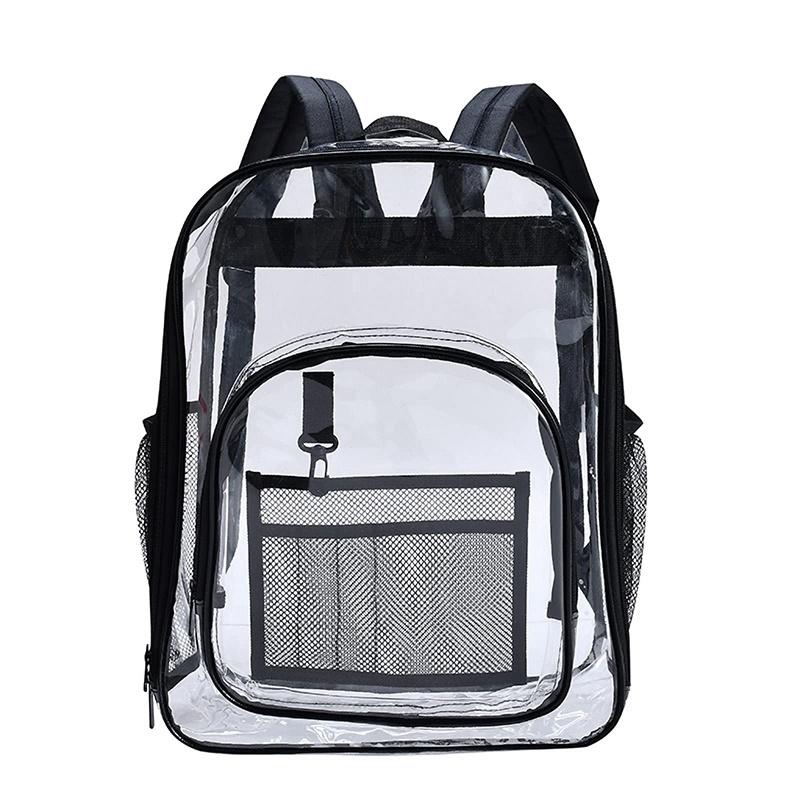 PVC Transparent Waterproof Backpack Student School Bag, Color: Black