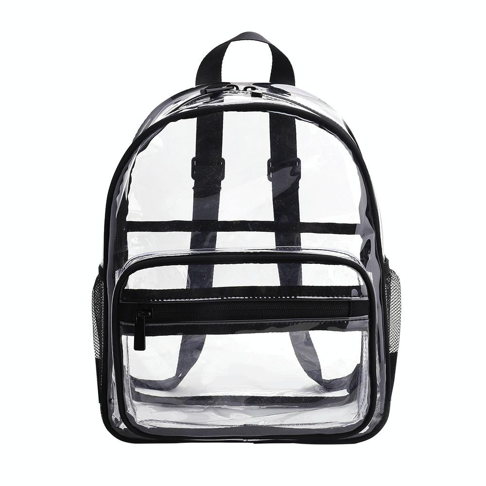 PVC Transparent Waterproof Backpack Student School Bag, Color: Candy Color Black