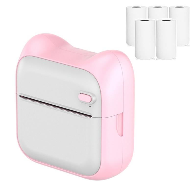 A31 Bluetooth Handheld Portable Self-adhesive Thermal Printer, Color: Pink+5 Rolls Printer Paper