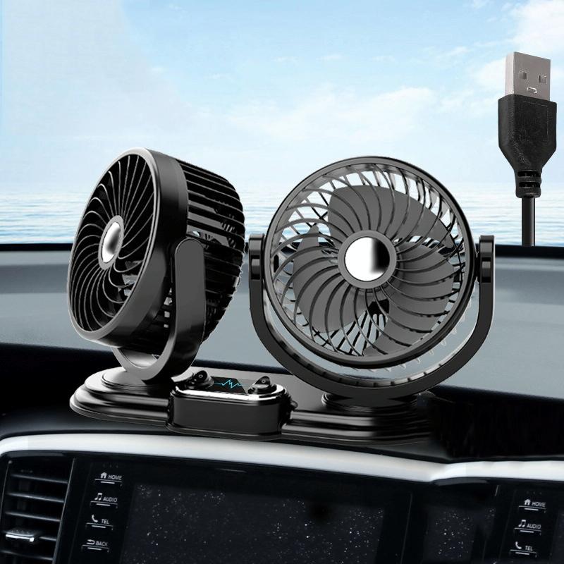 F621 Car Rotatable Turntable Silent Car Double Head Fan, Model: USB