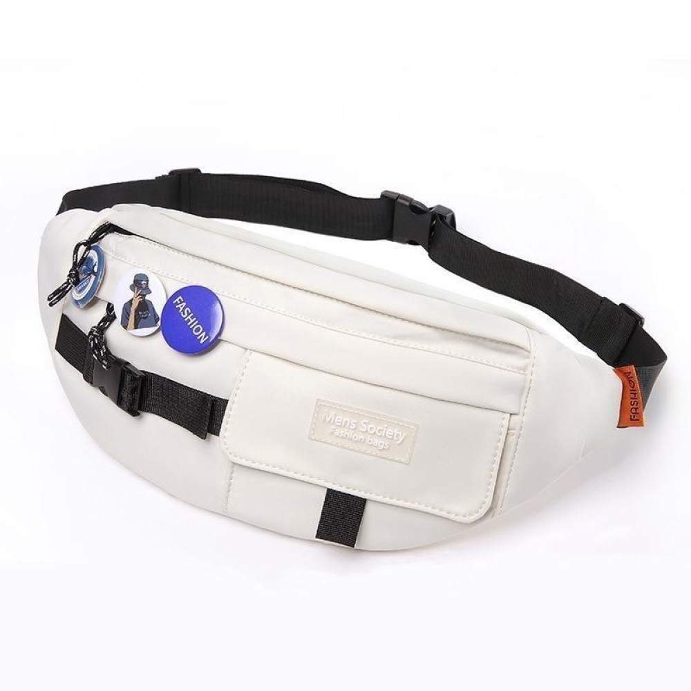 Multifunctional Chest Bag Shoulder Messenger Bag, Model: White+Badge