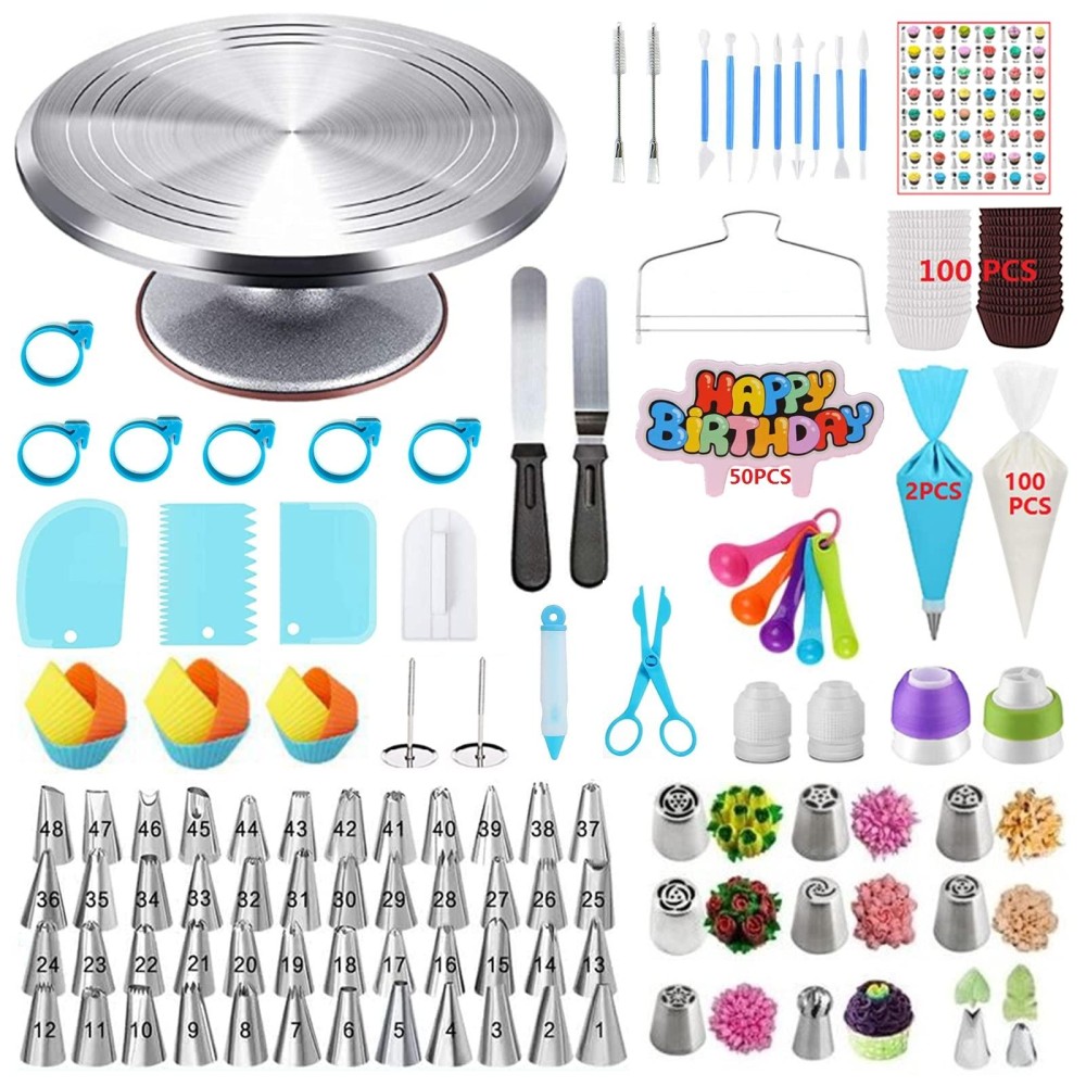 357 In 1 Aluminum Alloy Cake Turntable Piping Tip Set DIY Baking Tools