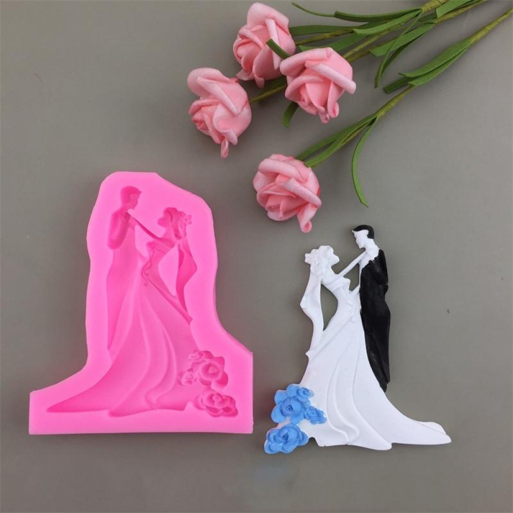 Bride And Groom Silicone Chocolate Epoxy Plaster Mold, Size: Small