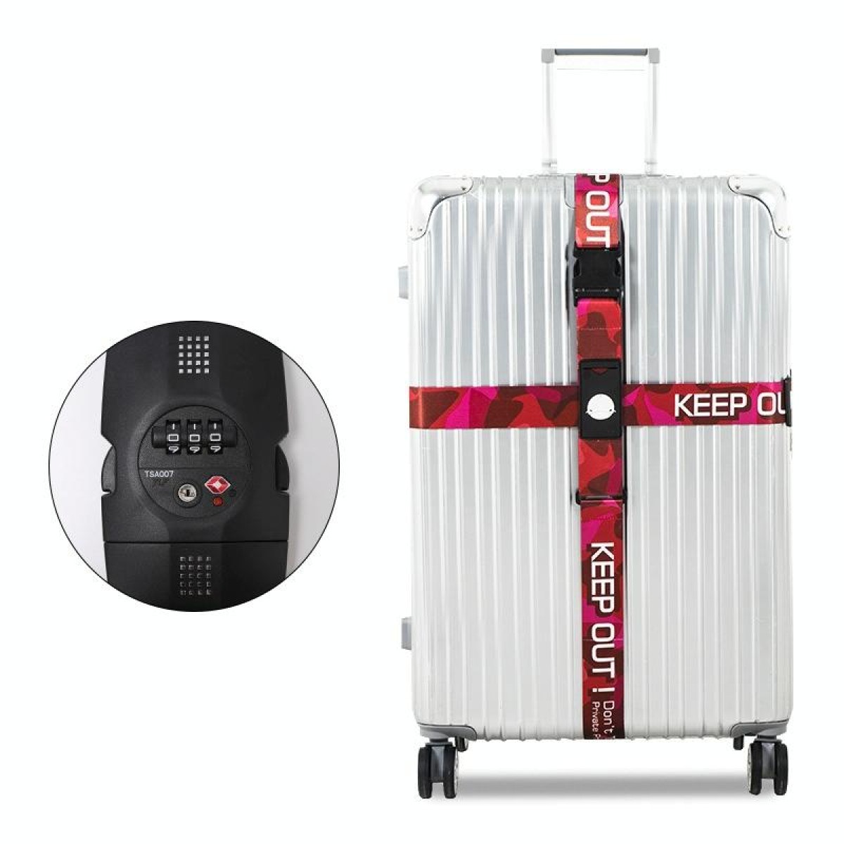 Luggage Cross Customs Lock Binding Strap, Color: Keep Out Red (TSA)
