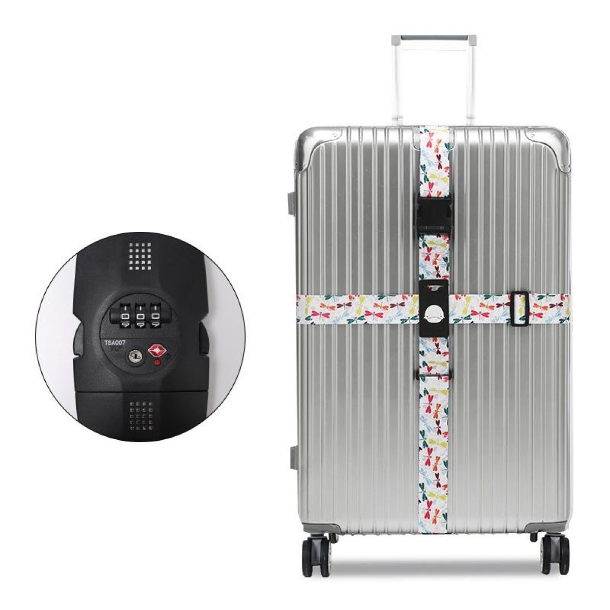 Luggage Cross Customs Lock Binding Strap, Color: Colorful Dragonfly (TSA)