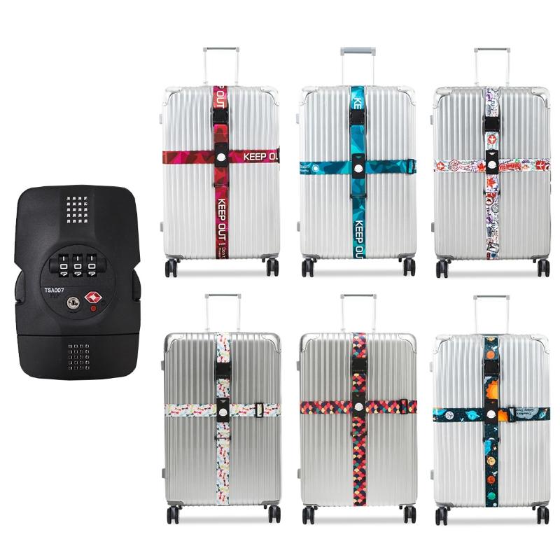Luggage Cross Customs Lock Binding Strap, Color: Colorful Dragonfly (TSA)