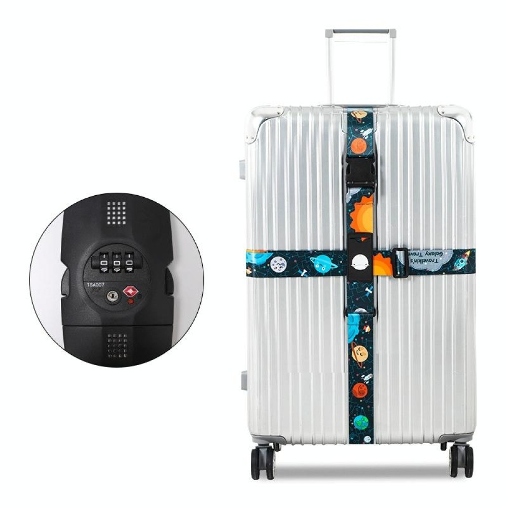 Luggage Cross Customs Lock Binding Strap, Color: Cartoon Planet (TSA)