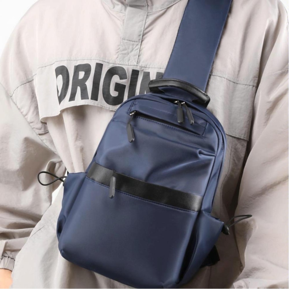 Men Messenger Large Capacity Sports Chest Bag(Dark Blue)