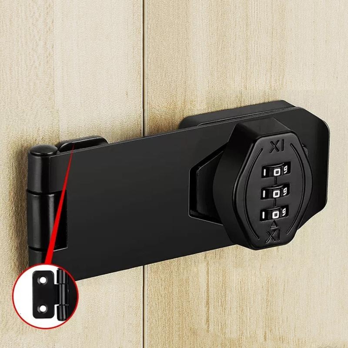 Stick Nail Dual Use Free Punch Cabinet Door Combination Lock Anti-Theft Drawer Lock, Style: Two Hole 3 inch Black