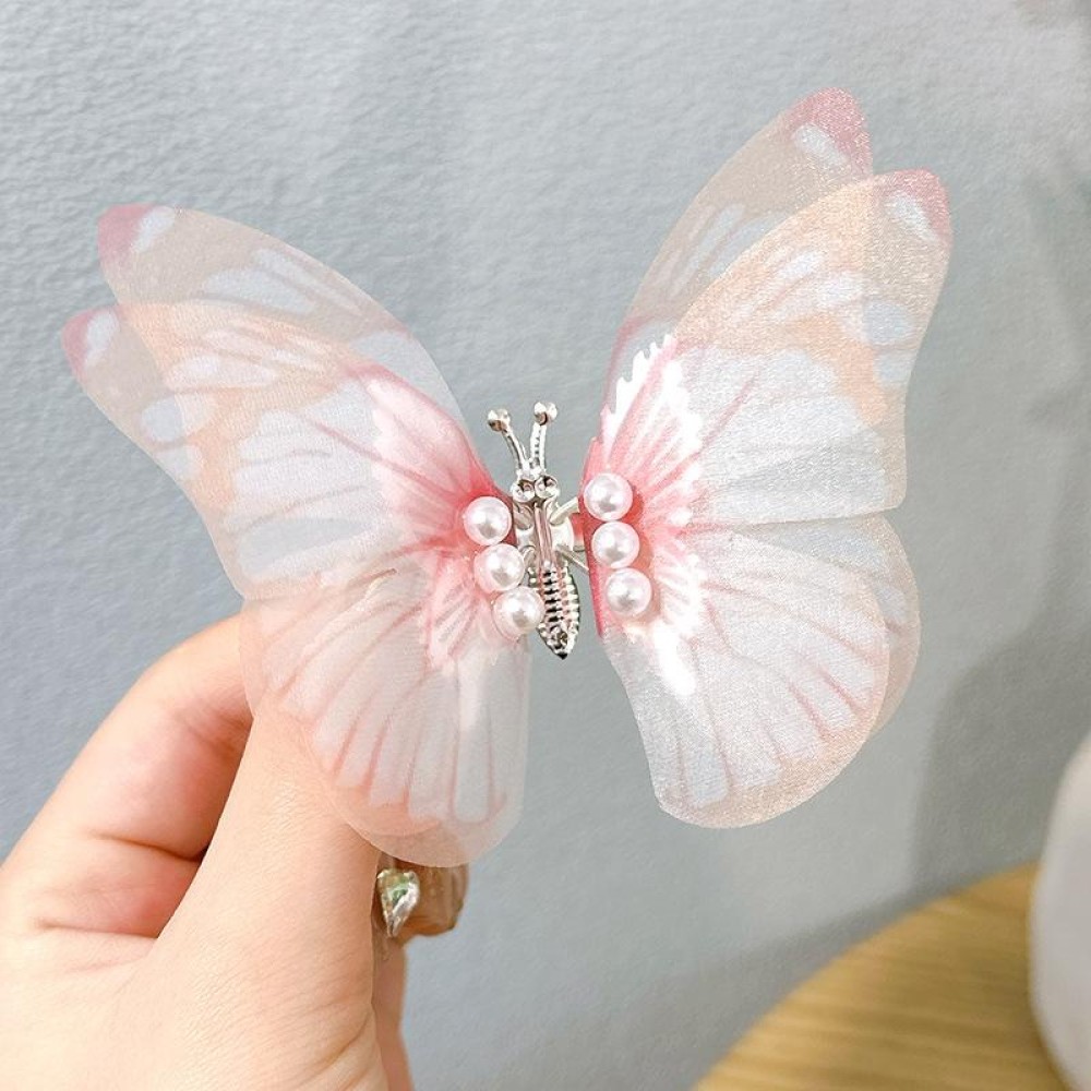 Handmade Butterfly Children Hairpin Spring Butterfly Hair Accessories(Light Pink)